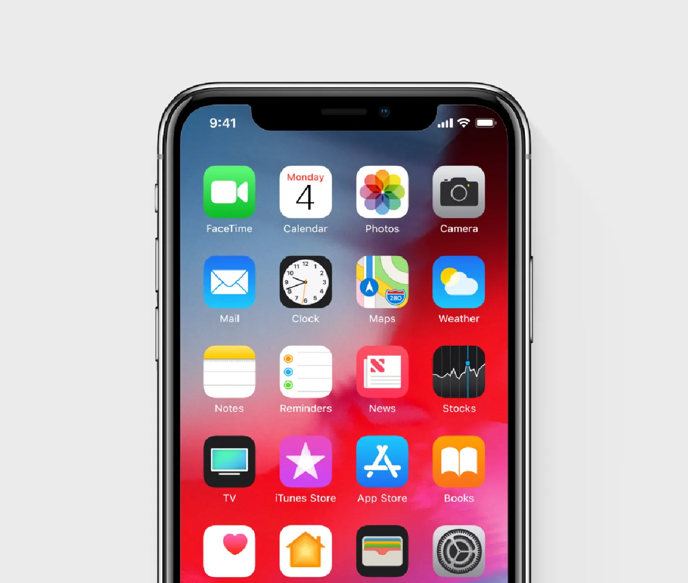 iPhone with the iOS 12 home screen